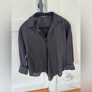 Noir Button-Front Women's Blouse